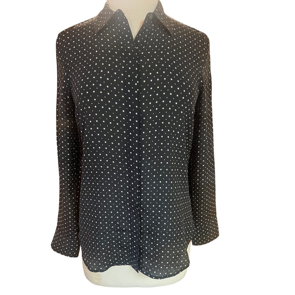 UNTUCKit Star Print Button Down Shirt Long‎ Sleeve Blouse Top Size 4